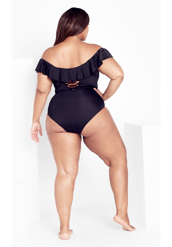 Ingrid Ruffle 1 Piece - black, BLACK, alternate image number 2