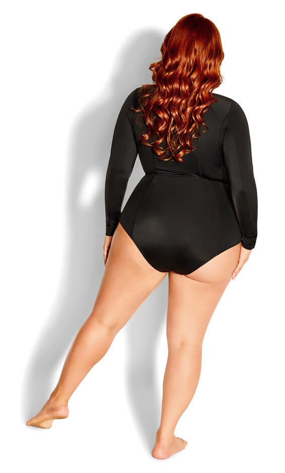 Cancun Long Sleeve 1 Piece - black, BLACK, alternate image number 2