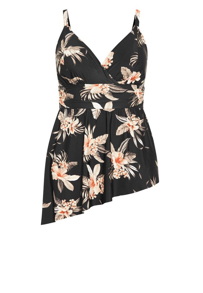 Ischia Overlay 1Piece print - black tropics, BLACK, alternate image number null