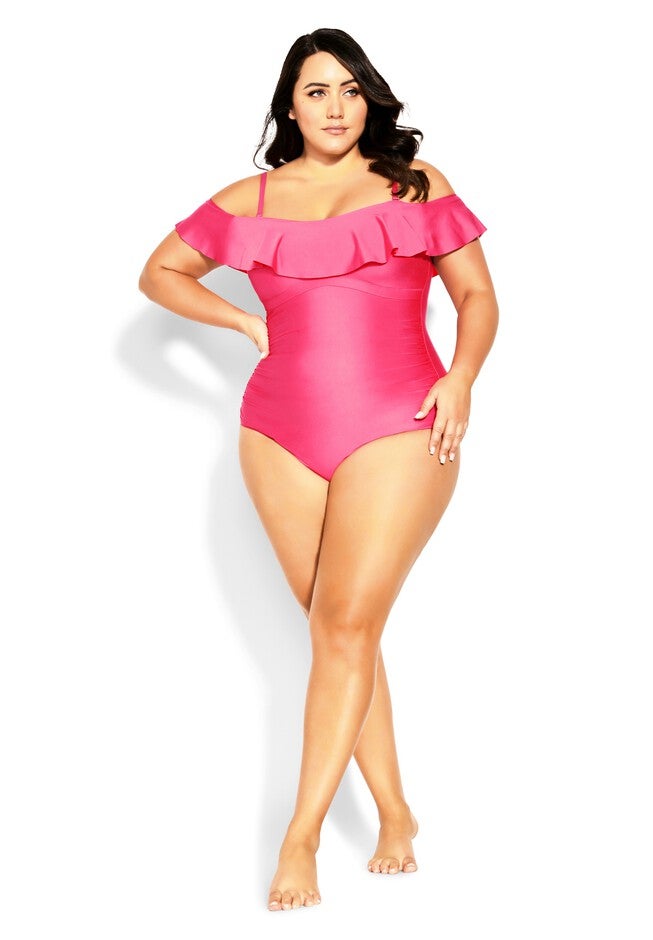 Ingrid Ruffle 1 Piece - fuchsia pink, PINK, hi-res image number null
