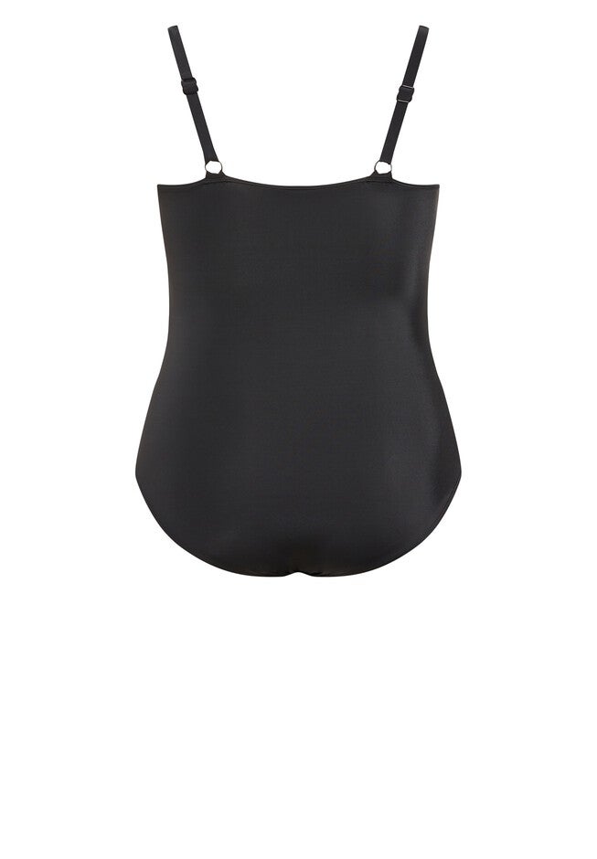 Pia V-Tiered 1-Piece Swimsuit, BLACK PRINT, alternate image number null