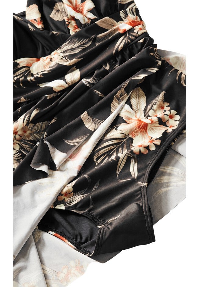 Ischia Overlay 1Piece print - black tropics, BLACK, alternate image number null