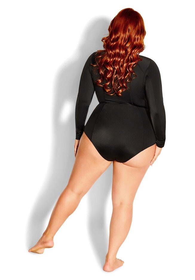 Cancun Long Sleeve 1 Piece - black, BLACK, on-hover image number 1