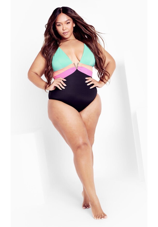 Natalia Colour Block 1 Piece - mint, GREEN, hi-res image number null