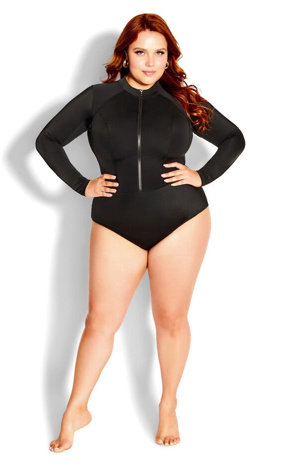 Cancun Long Sleeve 1 Piece - black, BLACK, hi-res image number 0