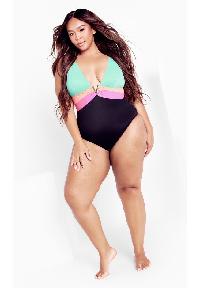 Natalia Colour Block 1 Piece - mint, GREEN, on-hover image number null