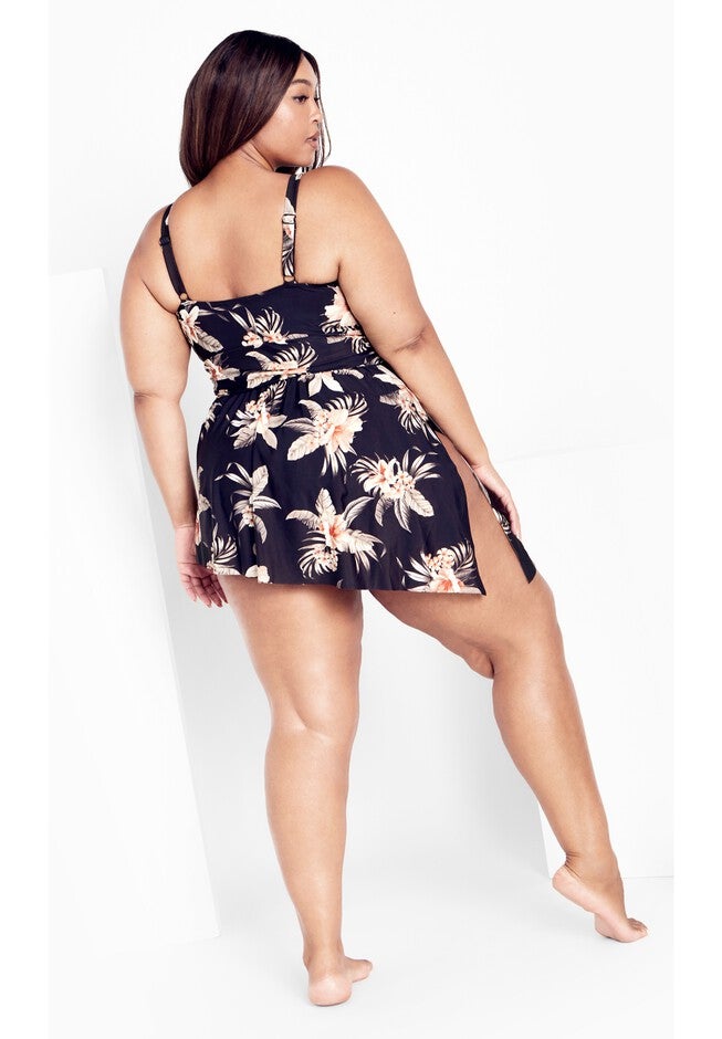 Ischia Overlay 1Piece print - black tropics, BLACK, alternate image number null