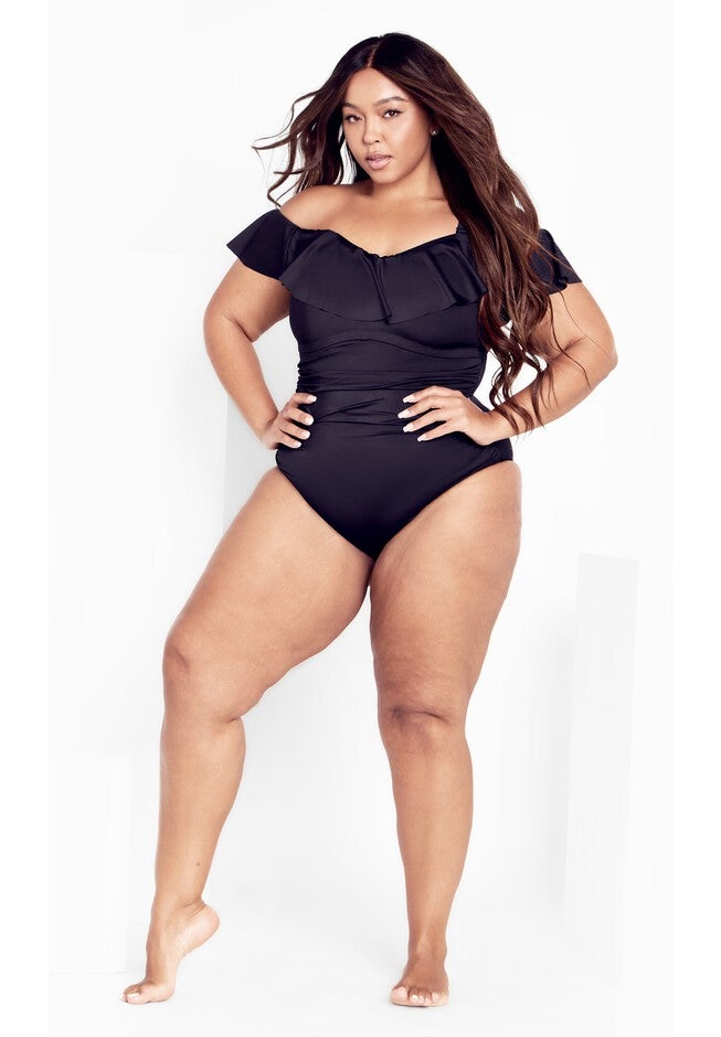 Ingrid Ruffle 1 Piece - black, BLACK, on-hover image number 1