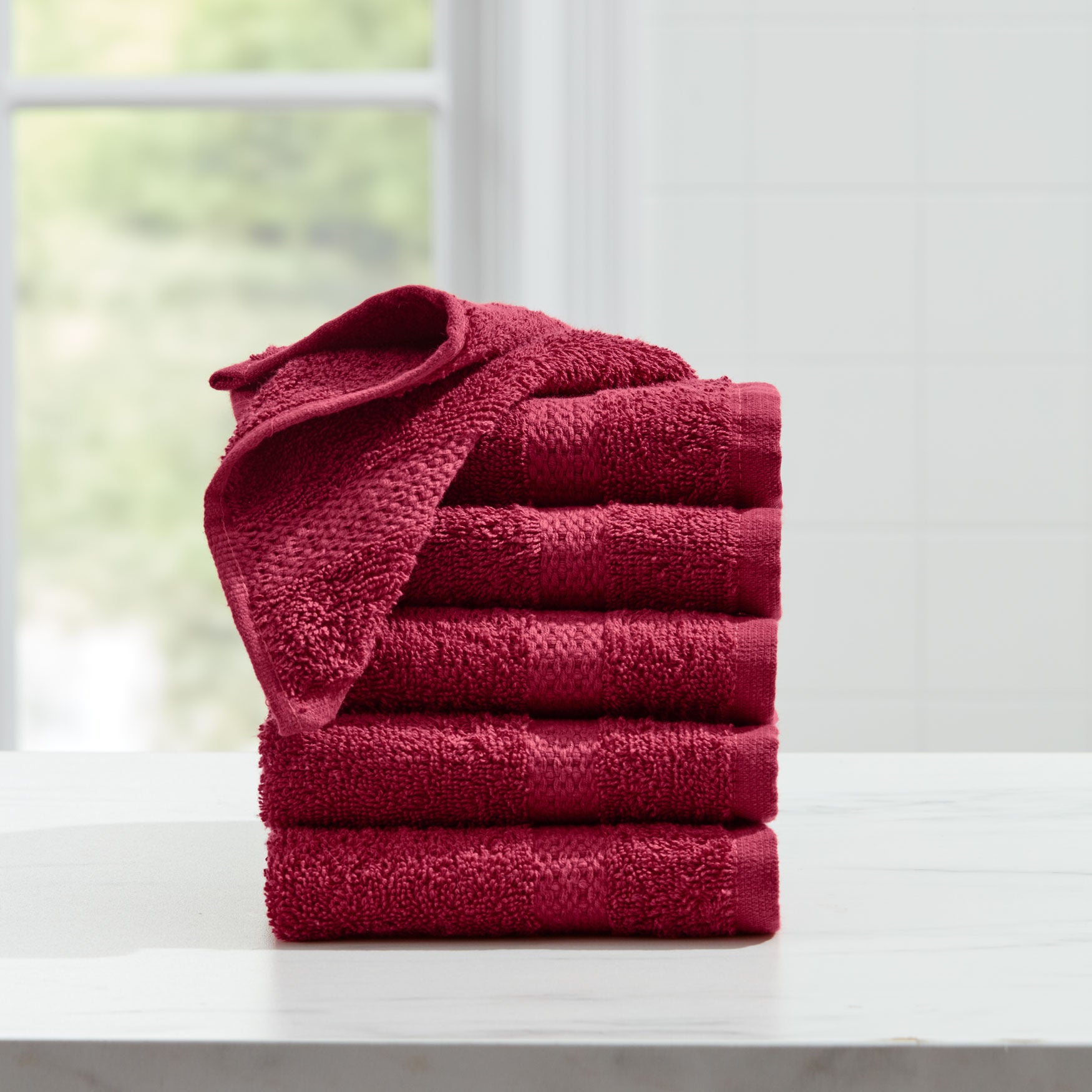 BH Studio 6-Pc. Washcloth Set, CRIMSON, hi-res image number 0