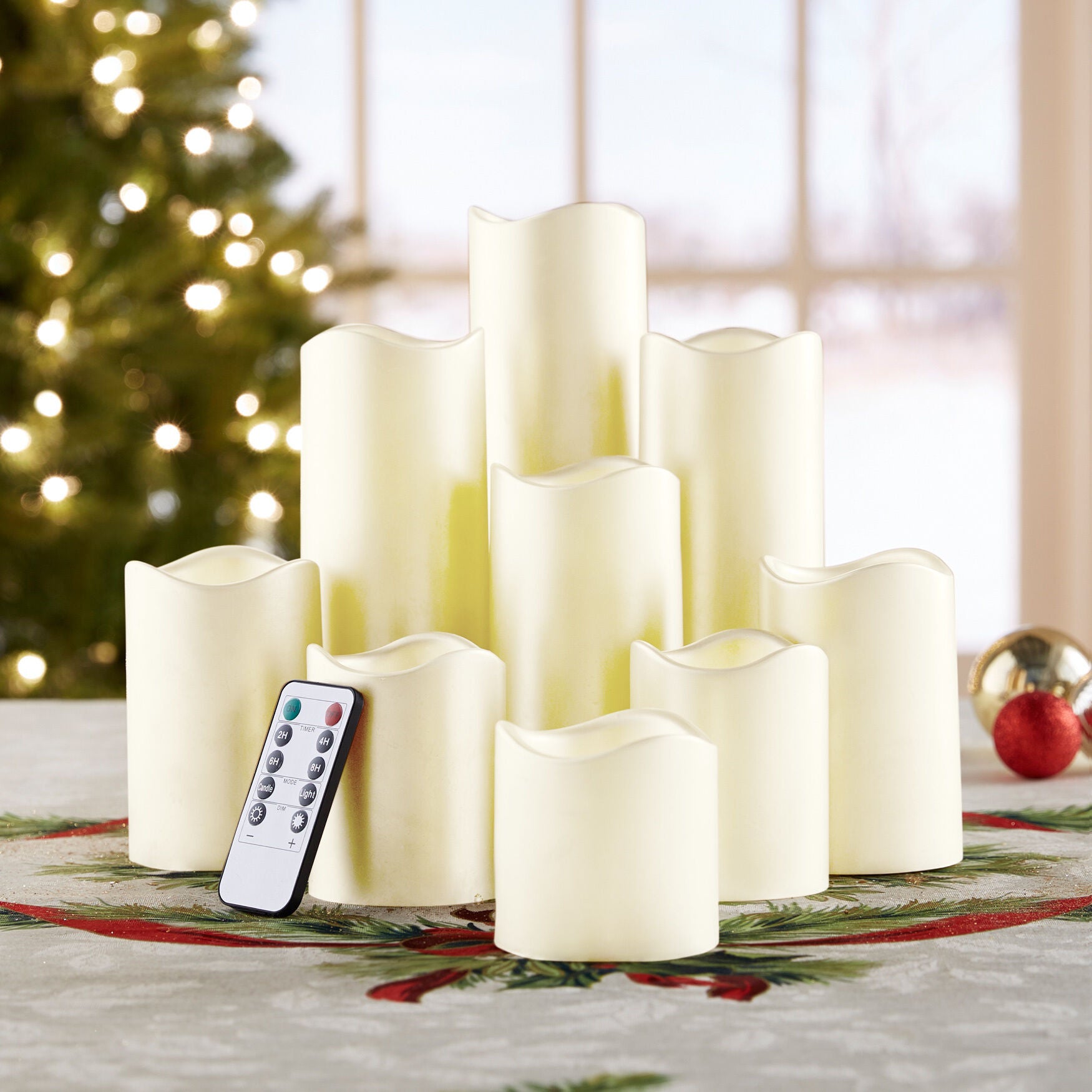Remote-Controlled LED Candles, Set of 9, IVORY, hi-res image number 0