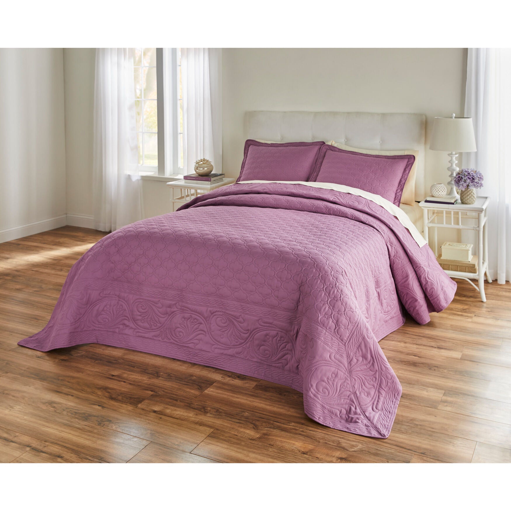 Baroque Pinsonic Bedspread Collection, DUSTY LAVENDER, hi-res image number 0