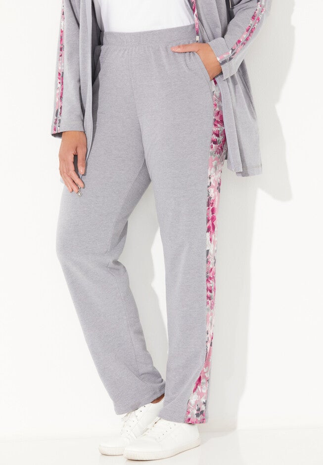 French Terry Motivation Pant, RICH GREY FLORAL, hi-res image number null