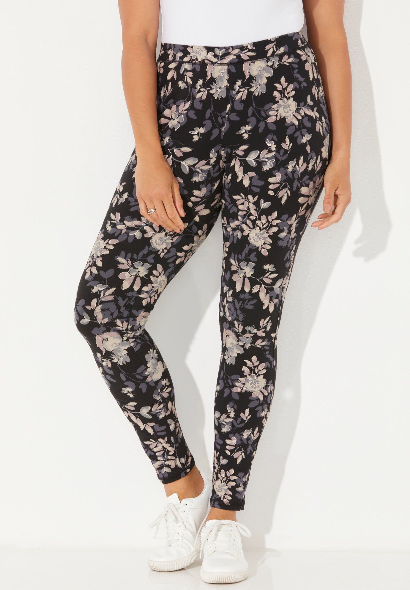 Knit Legging, BLACK GROUND FLORAL, hi-res image number 0