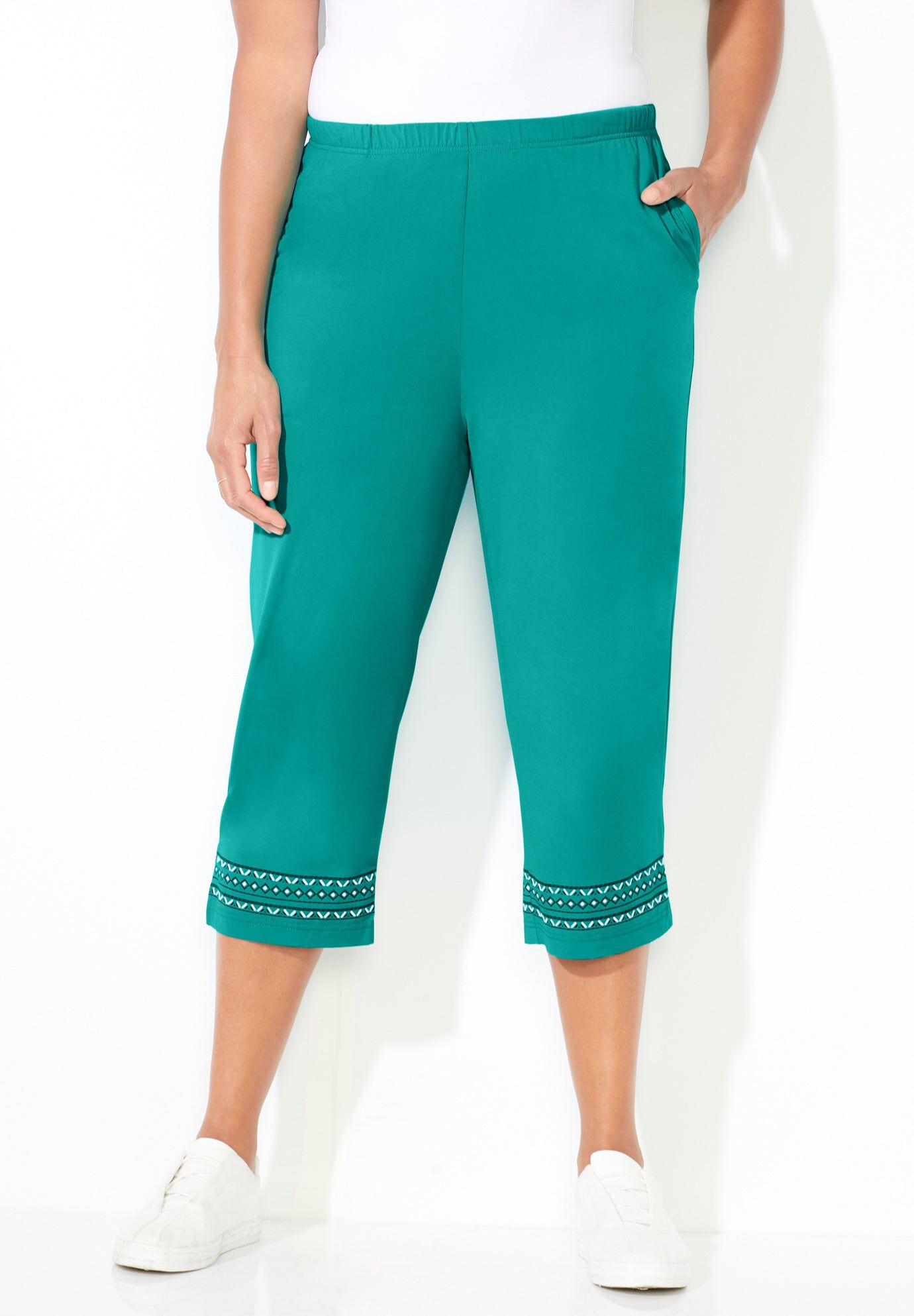 AnyWear Printed Hem Capri, WATERFALL, hi-res image number 0