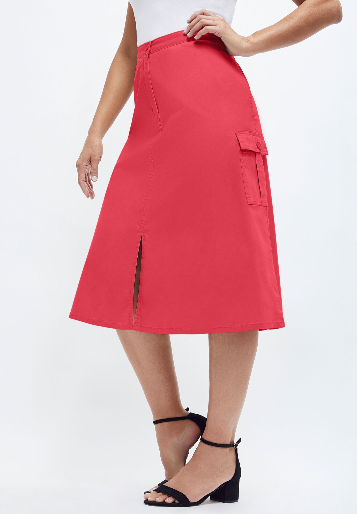 Stretch Cotton Chino Utility Skirt, , alternate image number 3