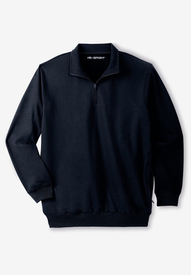Quarter Zip-Front Wicking Fleece Jacket, BLACK, hi-res image number null