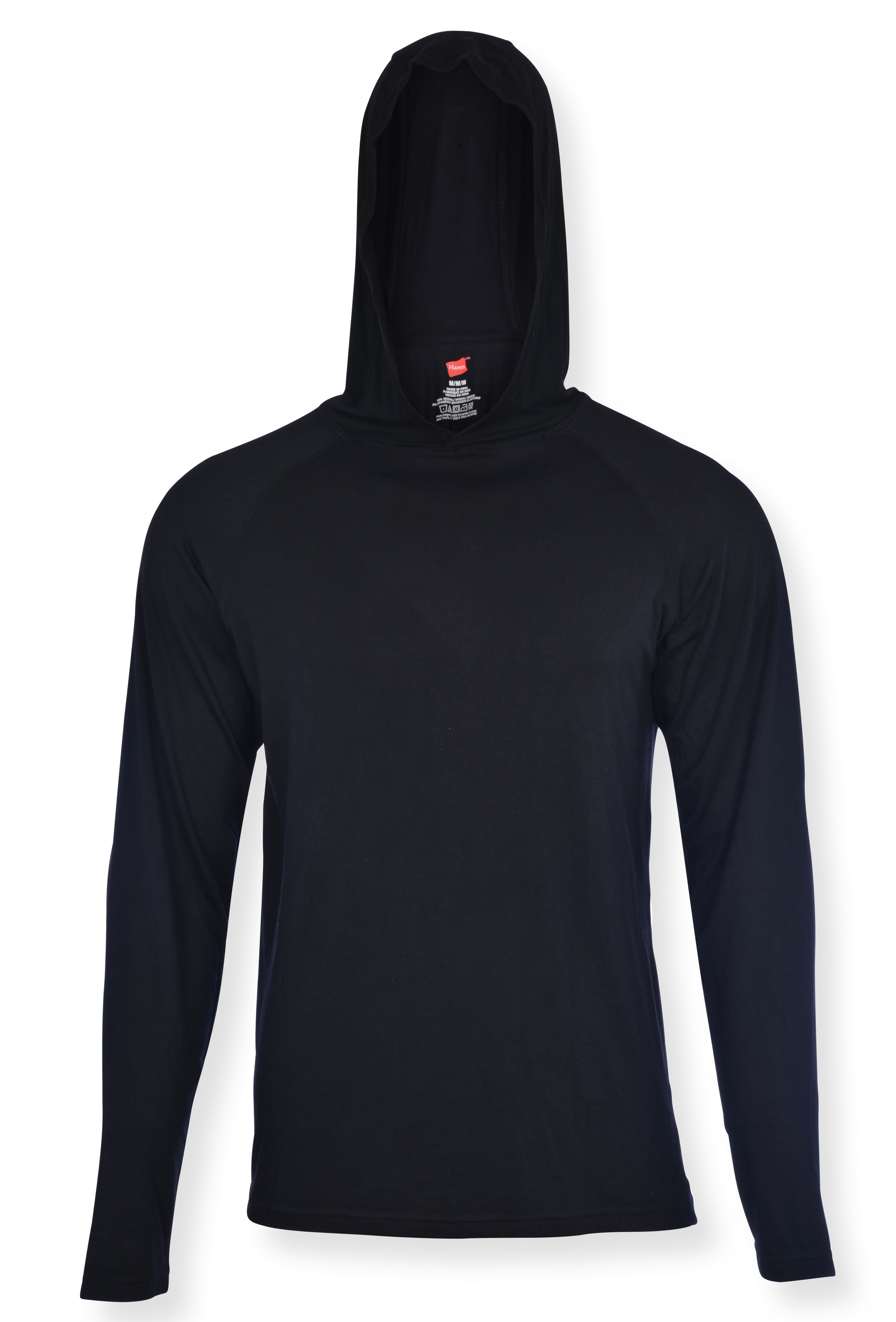 MEN'S HANES RED LABEL LONG SLEEVE SLEEP HOODIE, BLACK, hi-res image number 0