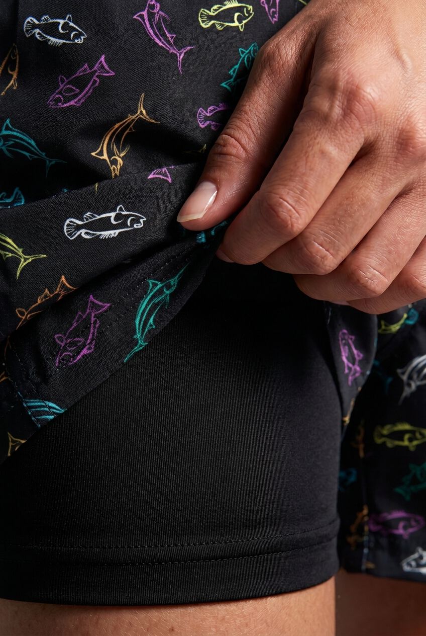 8 inches Swim Trunks with Super Stretch Liner, MULTI FISH, alternate image number 4