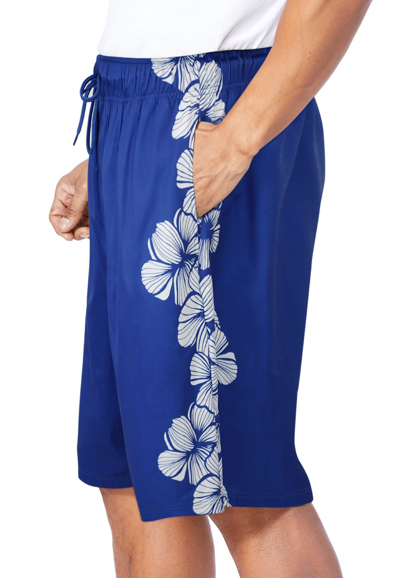 Basic 8 inches 4-way Flex Swim Trunk, BLUE HAWAIIAN FLORAL, alternate image number 2