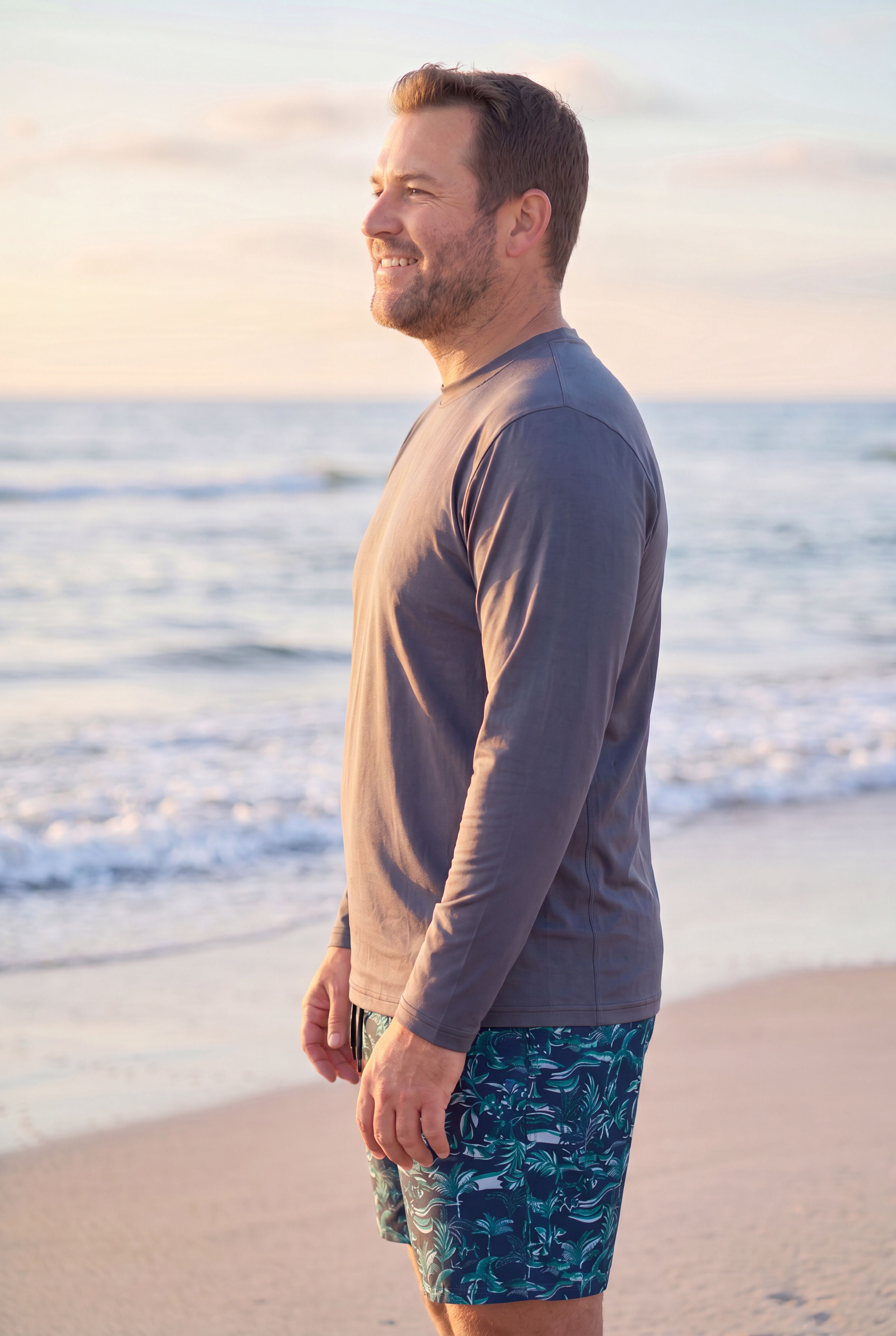 UPF 50 Long Sleeve Swim Top, STEEL, alternate image number 2