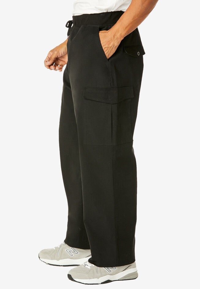 Ribbed Elastic Waist Stretch Cargo Pant, , alternate image number null