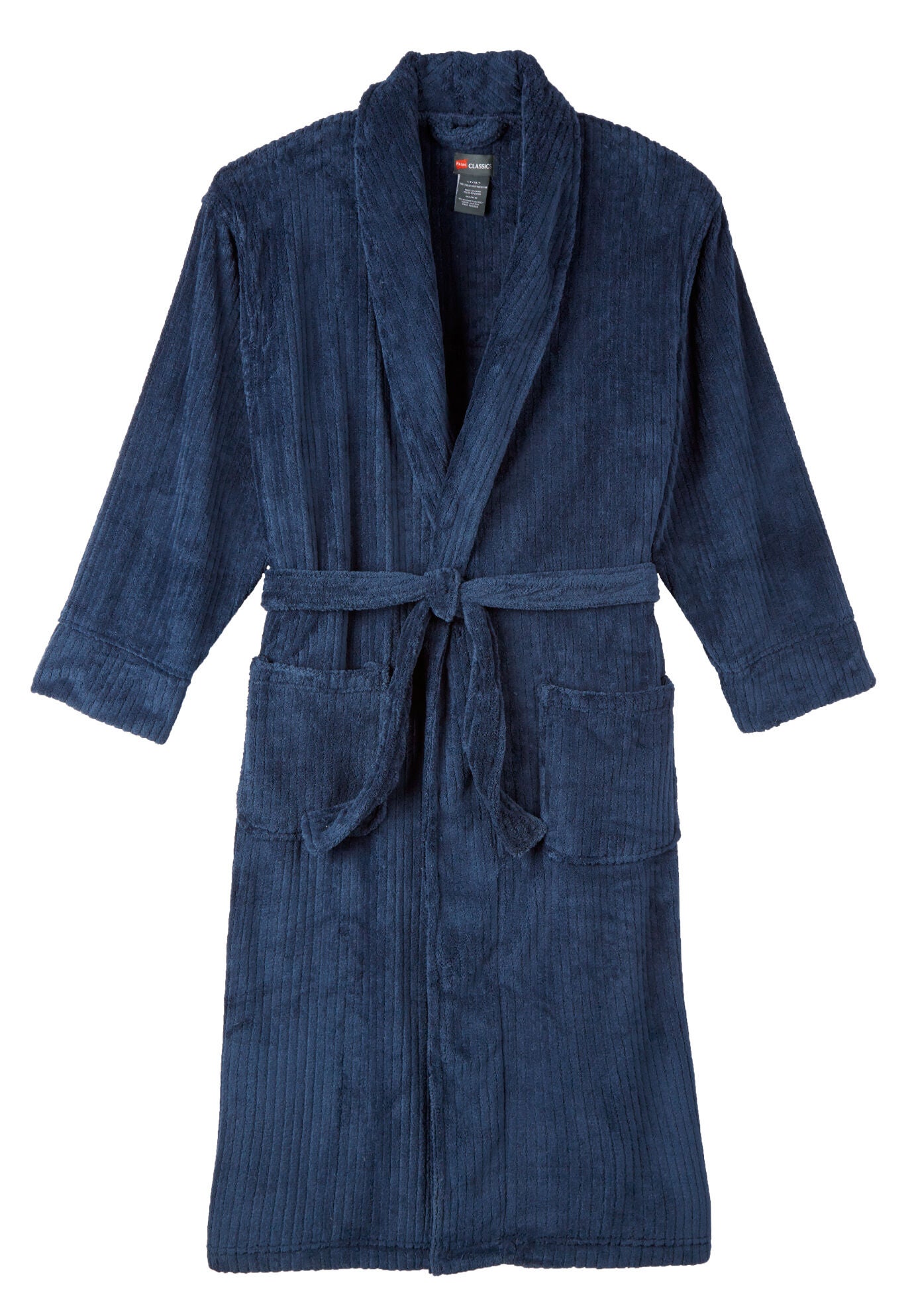 Hanes® Plush Fleece Robe, NAVY, hi-res image number 0