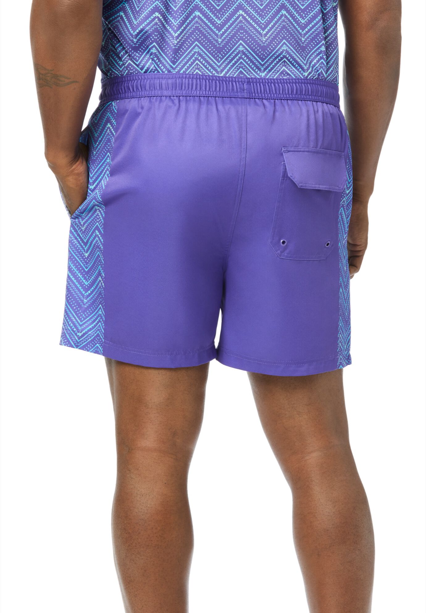 5 inches Contrast Swim Shorts with Super Stretch Liner, NAVY CHEVRON, alternate image number 4