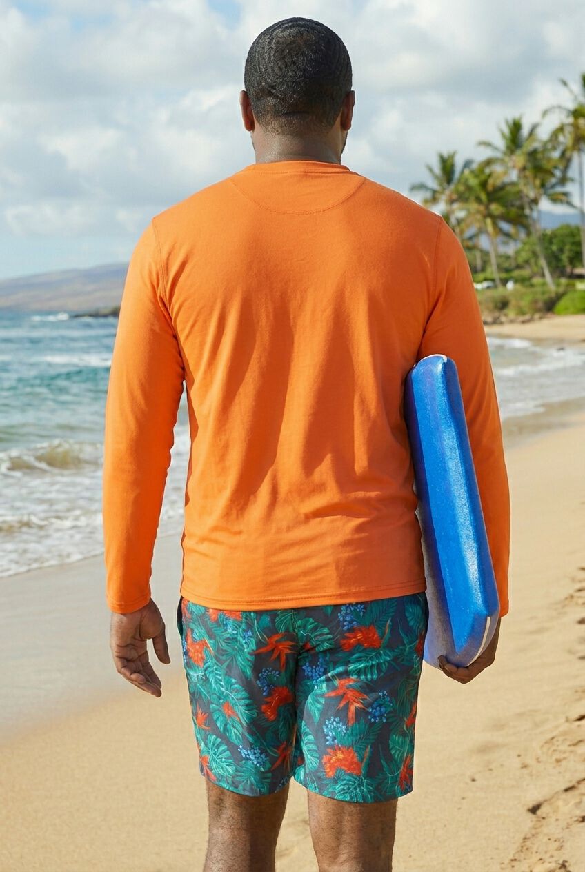 UPF 50 Long Sleeve Swim Top, ORANGE, alternate image number 3