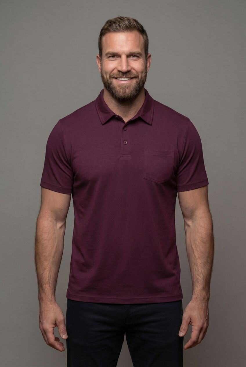 Heavyweight Jersey Polo Shirt, DEEP PURPLE, alternate image number 4