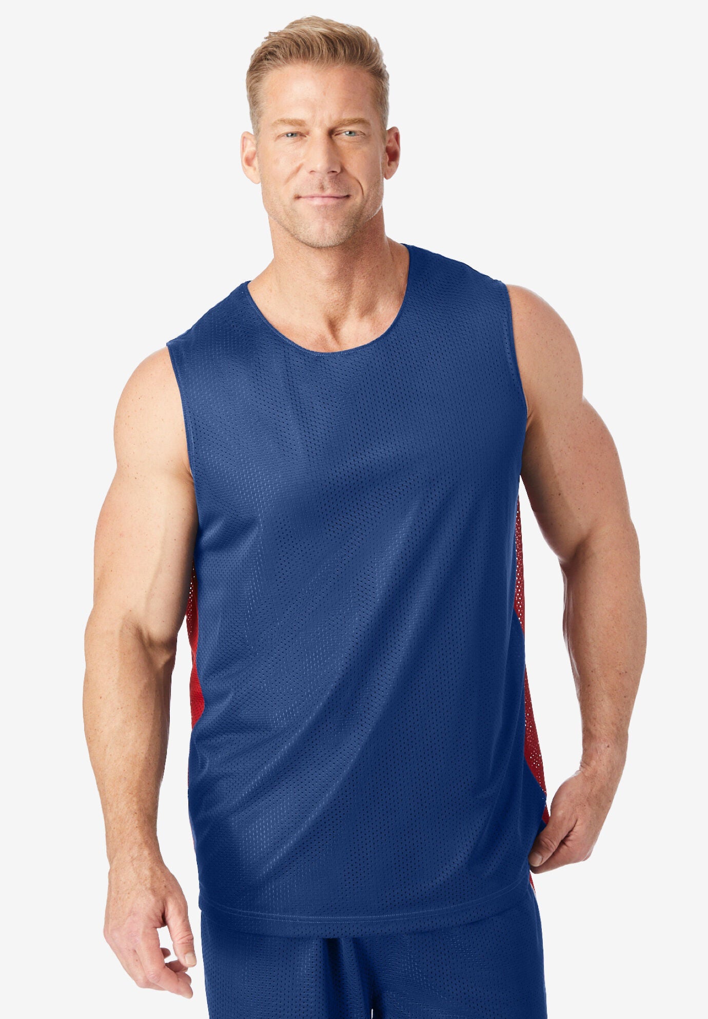 Lightweight Mesh Muscle Tee, MIDNIGHT NAVY RED, hi-res image number 0