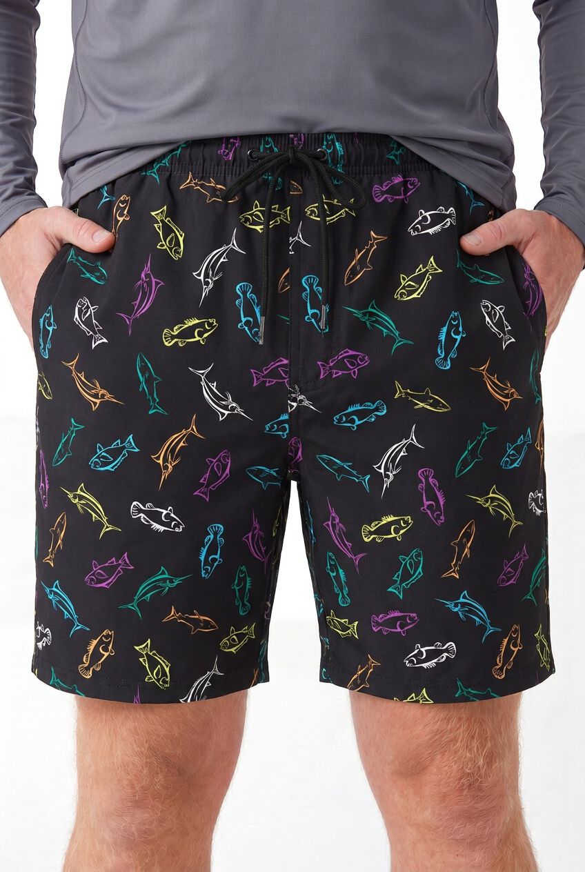 8 inches Swim Trunks with Super Stretch Liner, MULTI FISH, alternate image number 6