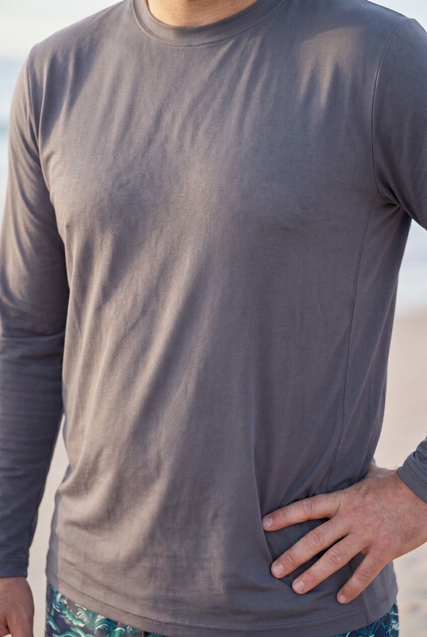 UPF 50 Long Sleeve Swim Top, STEEL, alternate image number 4