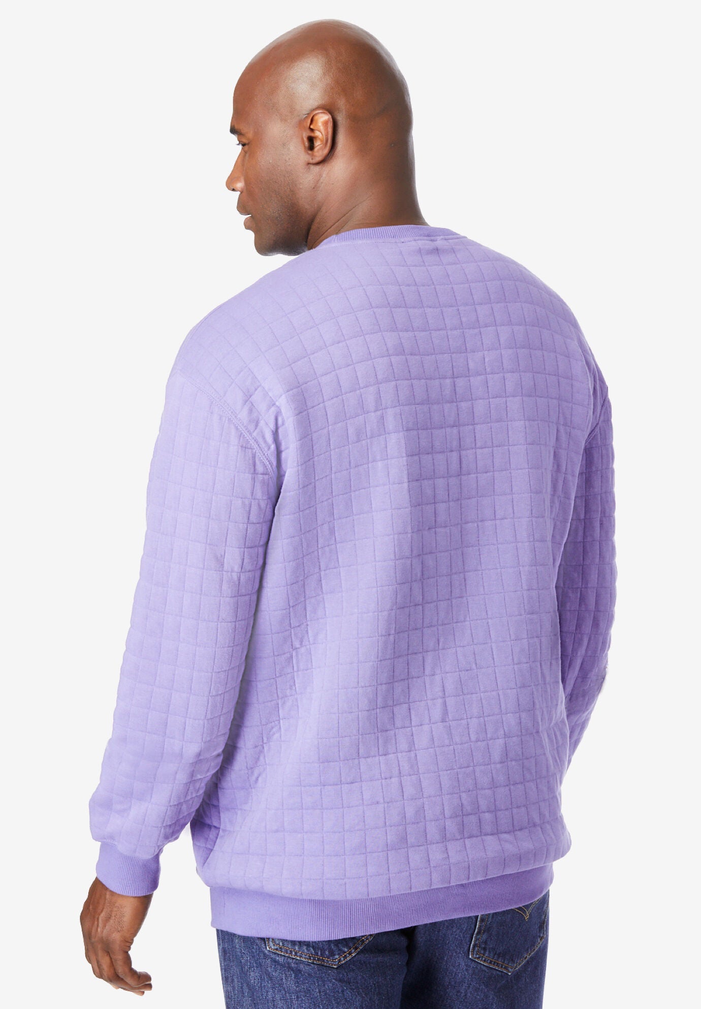 Quilted Crewneck Sweatshirt, WASHED PERIWINKLE, on-hover image number 1