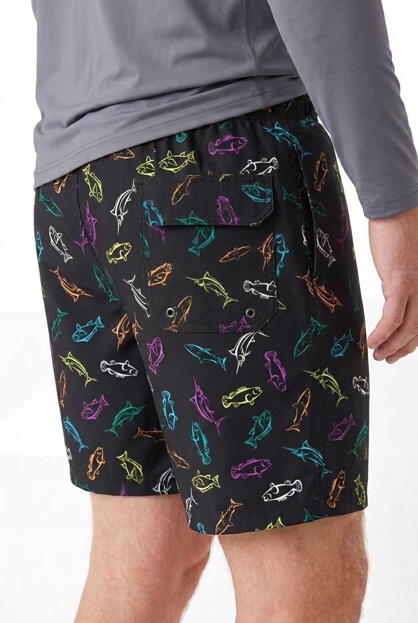 8 inches Swim Trunks with Super Stretch Liner, MULTI FISH, alternate image number 2