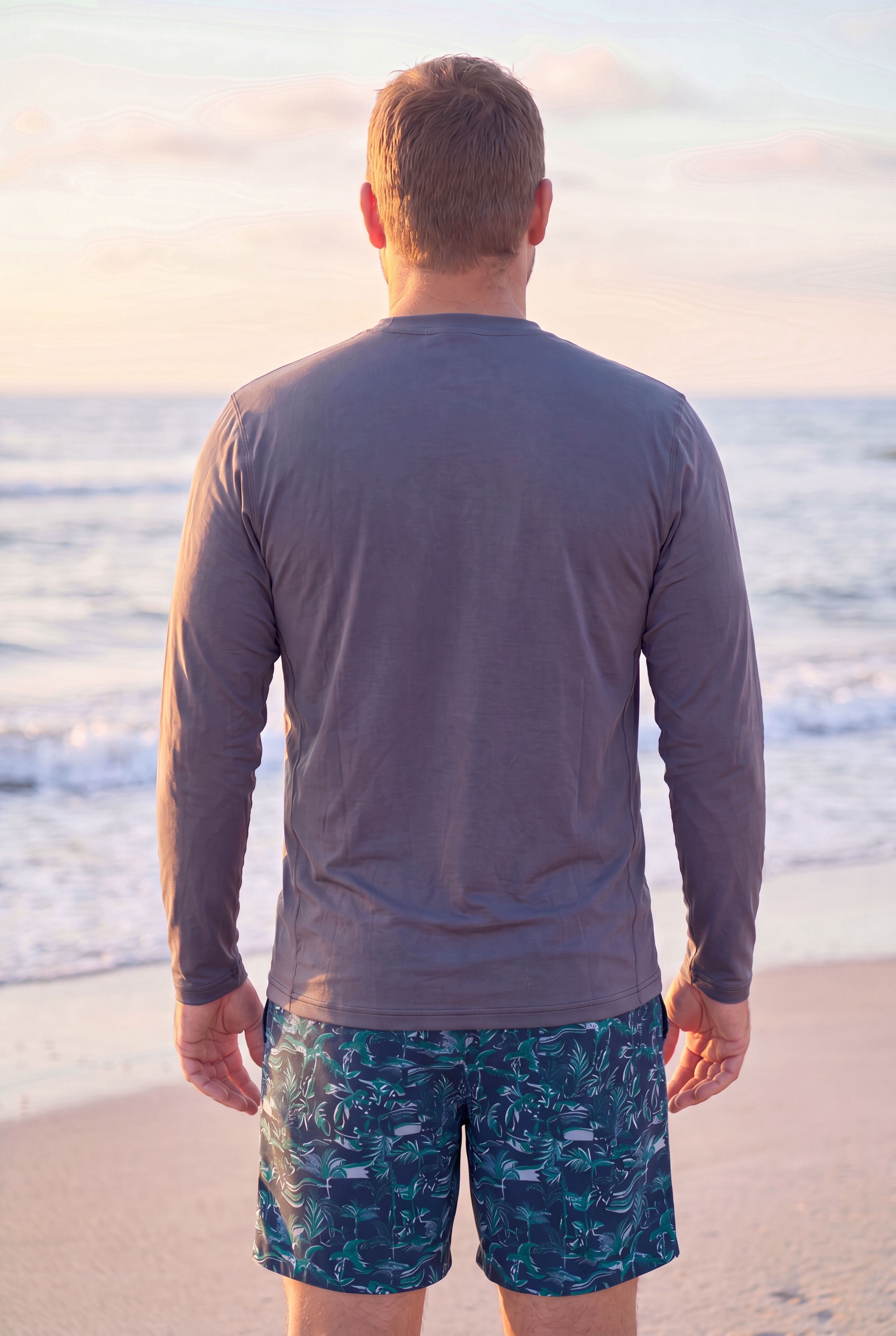 UPF 50 Long Sleeve Swim Top, STEEL, alternate image number 3