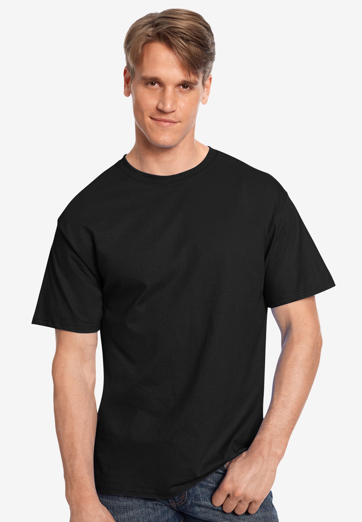Hanes&reg; Tagless &reg; T-Shirt, BLACK, hi-res image number 0