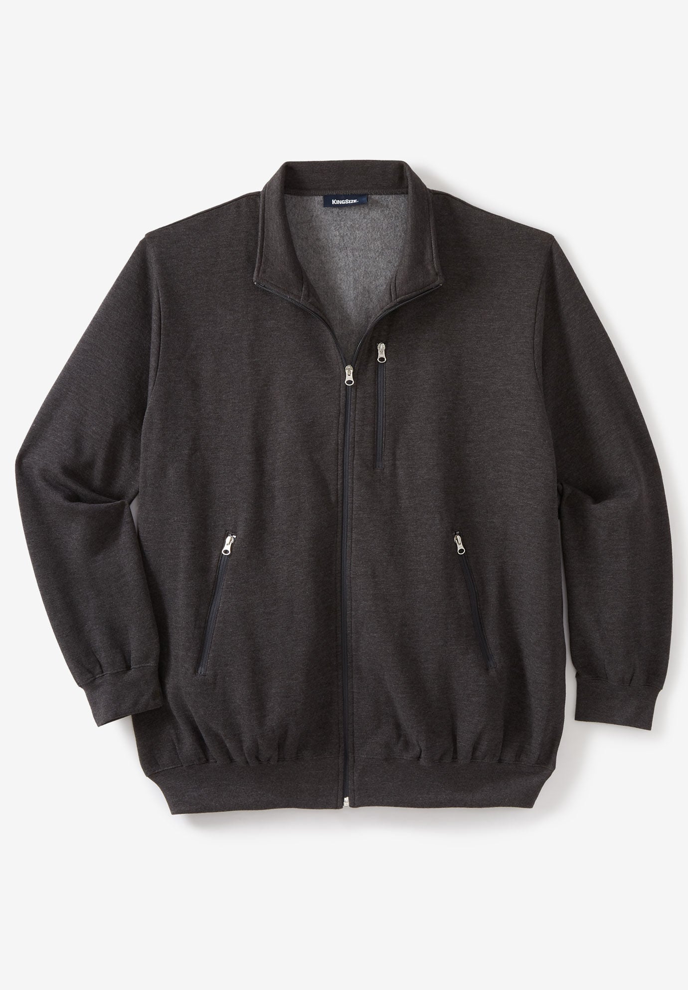 Full-Zip Fleece Jacket, HEATHER CHARCOAL, hi-res image number 0