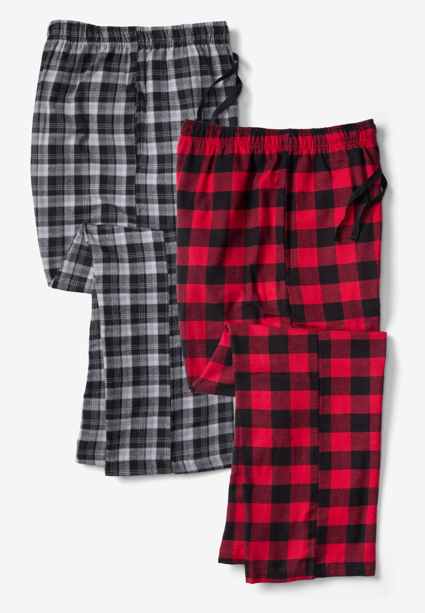 2-Pack Flannel Pajama Pants, GREY RED PLAID, hi-res image number 0