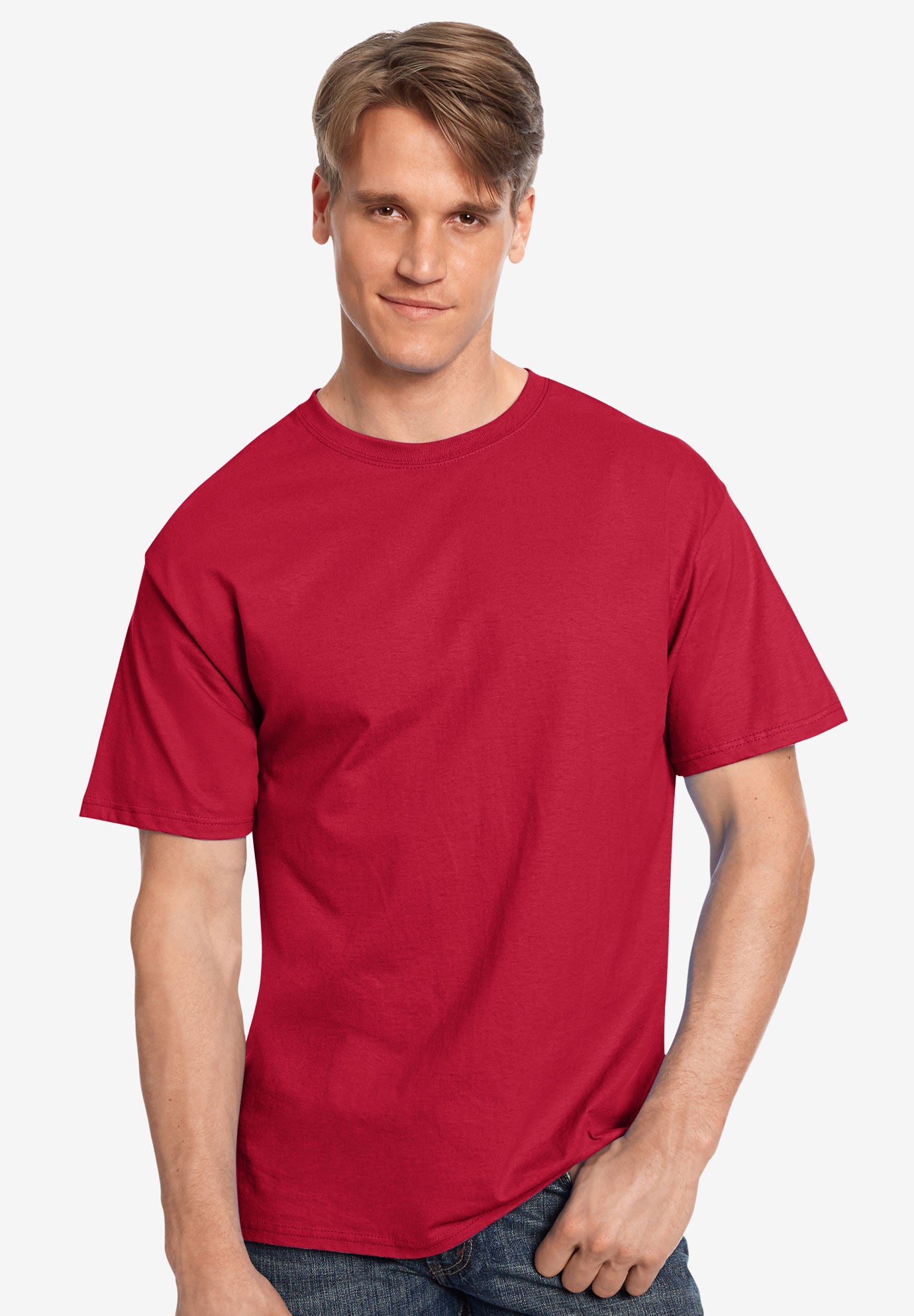 Hanes&reg; Tagless &reg; T-Shirt, DEEP RED, hi-res image number 0