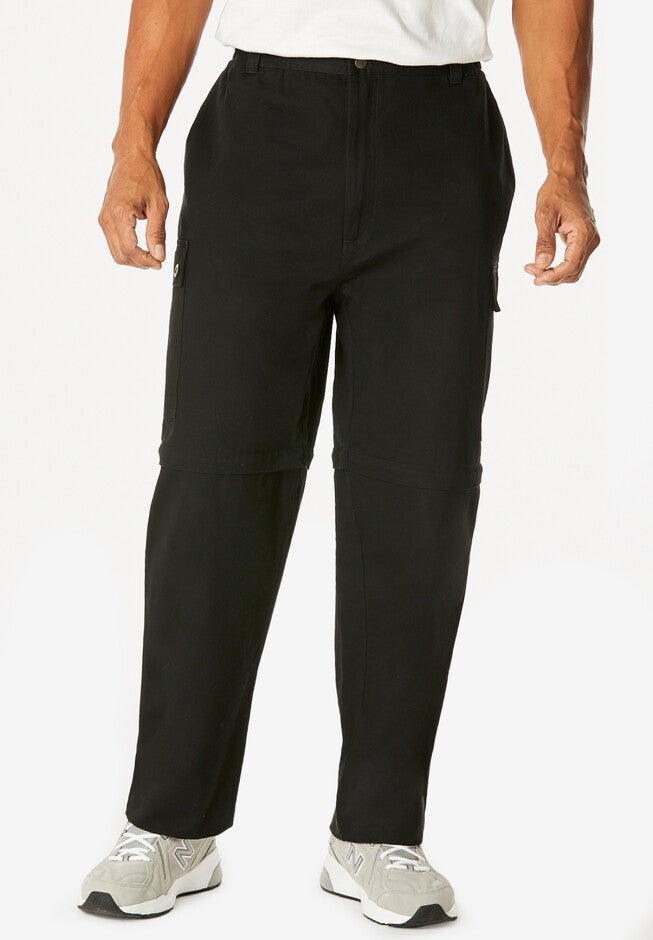 Zip-Off Convertible Twill Cargo Pant, BLACK, hi-res image number 0