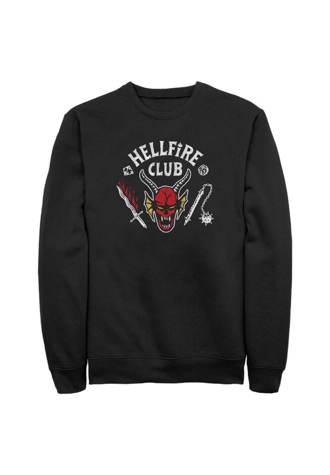 Hellfire Cut Crewneck Fleece Pullover, BLACK, hi-res image number 0