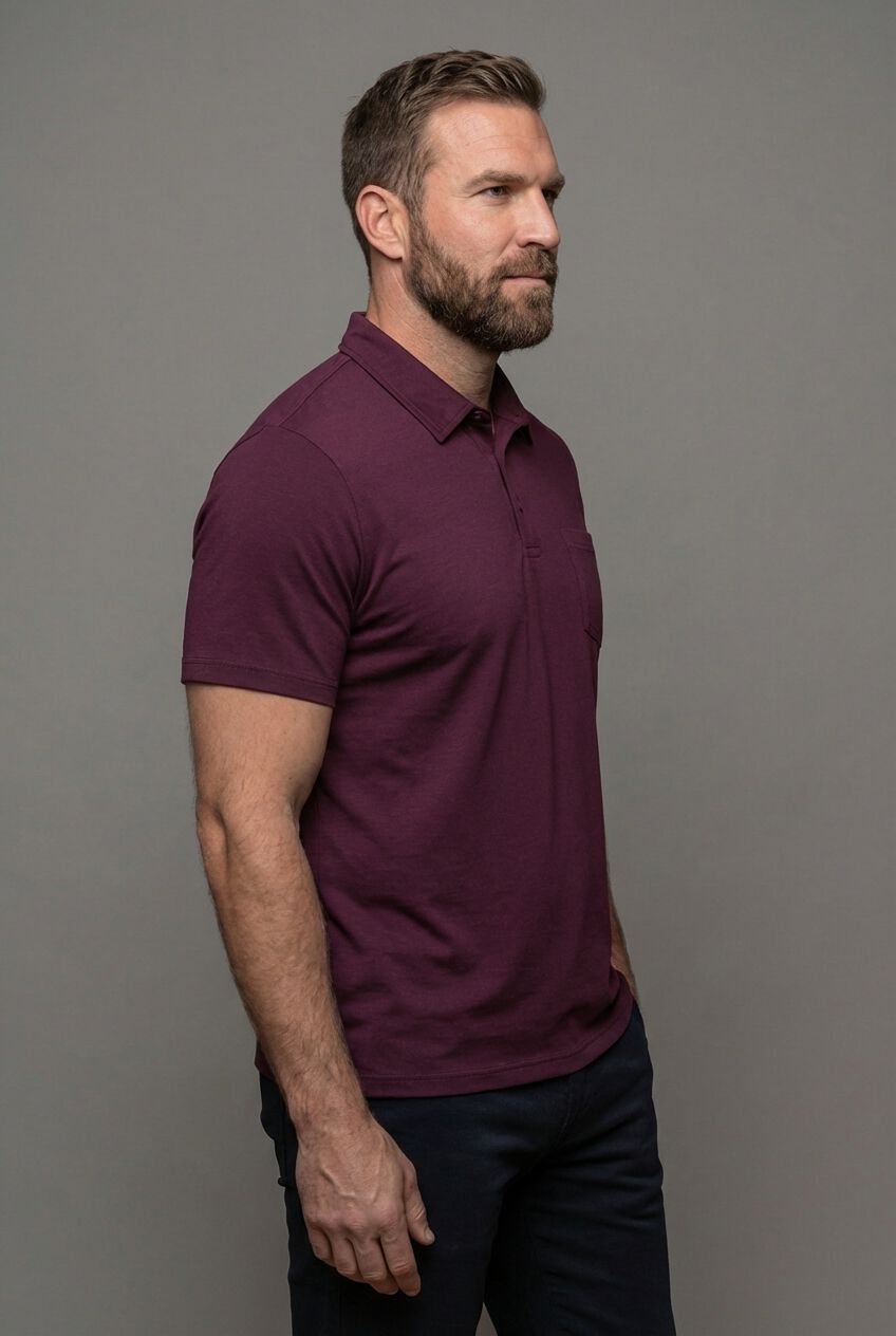 Heavyweight Jersey Polo Shirt, DEEP PURPLE, alternate image number 3