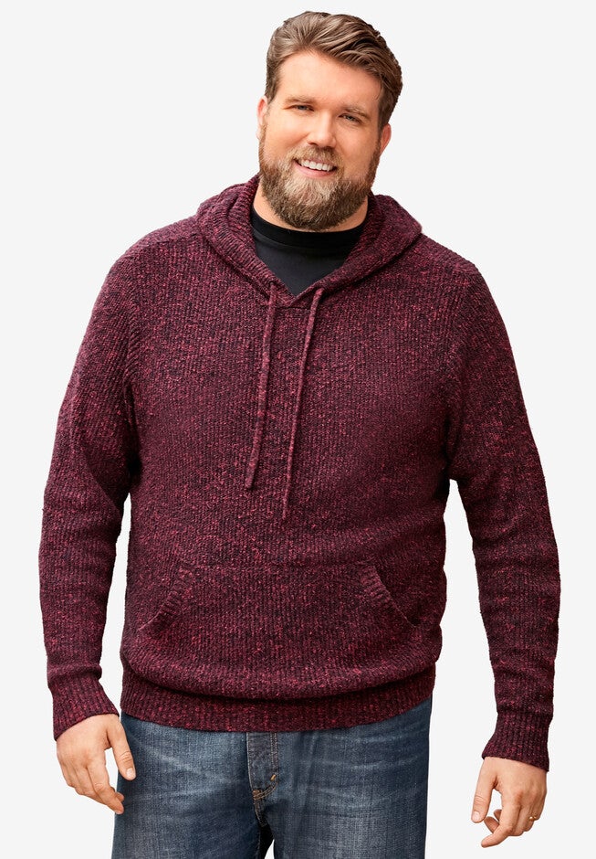 Shaker Knit Hoodie, RICH BURGUNDY MARL, hi-res image number null