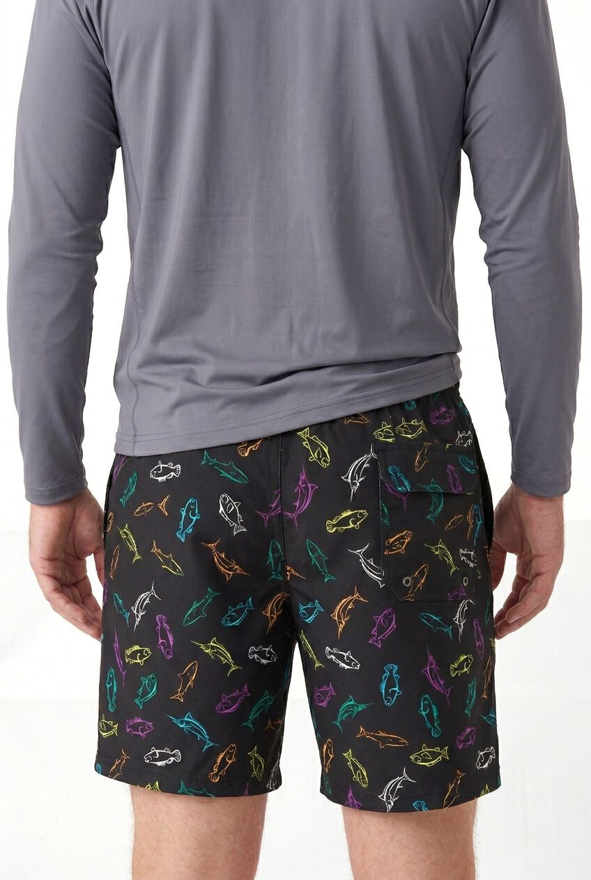 8 inches Swim Trunks with Super Stretch Liner, MULTI FISH, alternate image number 3