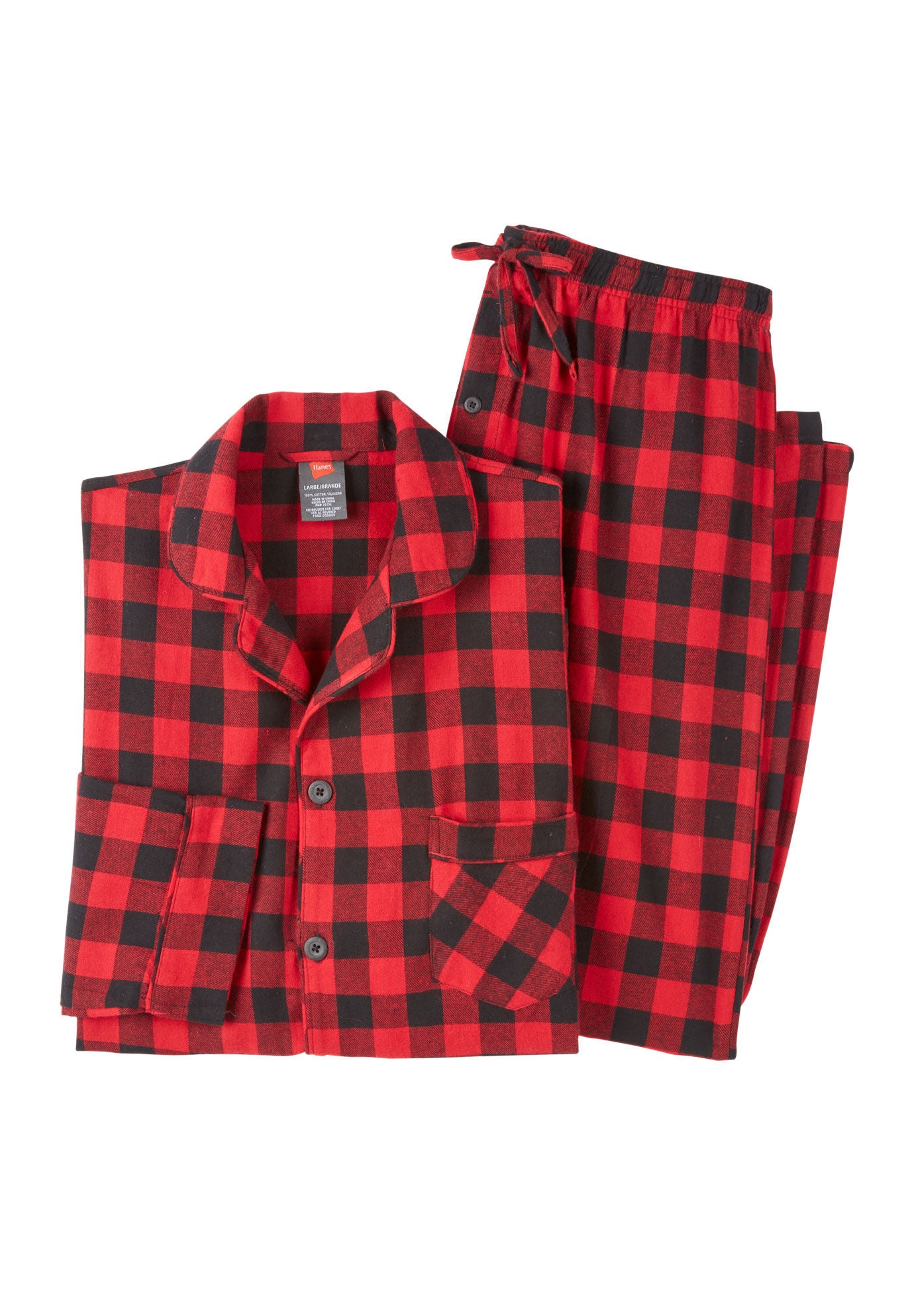 Hanes&reg; Flannel Pajamas, RED BLACK, hi-res image number 0