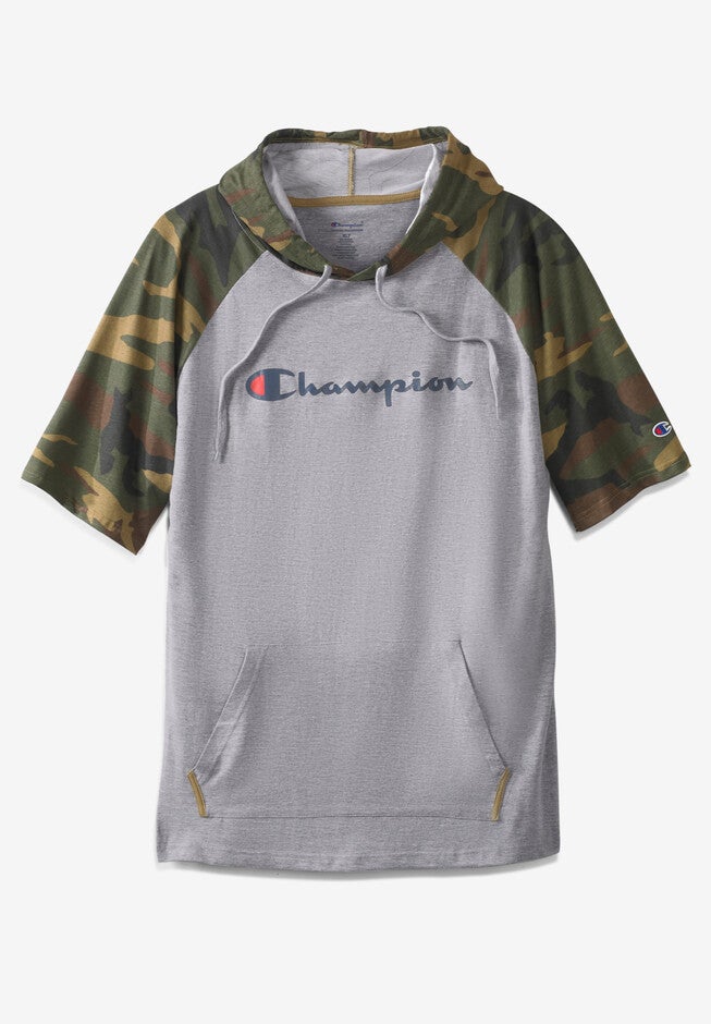 Short-Sleeve Hoodie, HEATHER GREY CAMO, hi-res image number null
