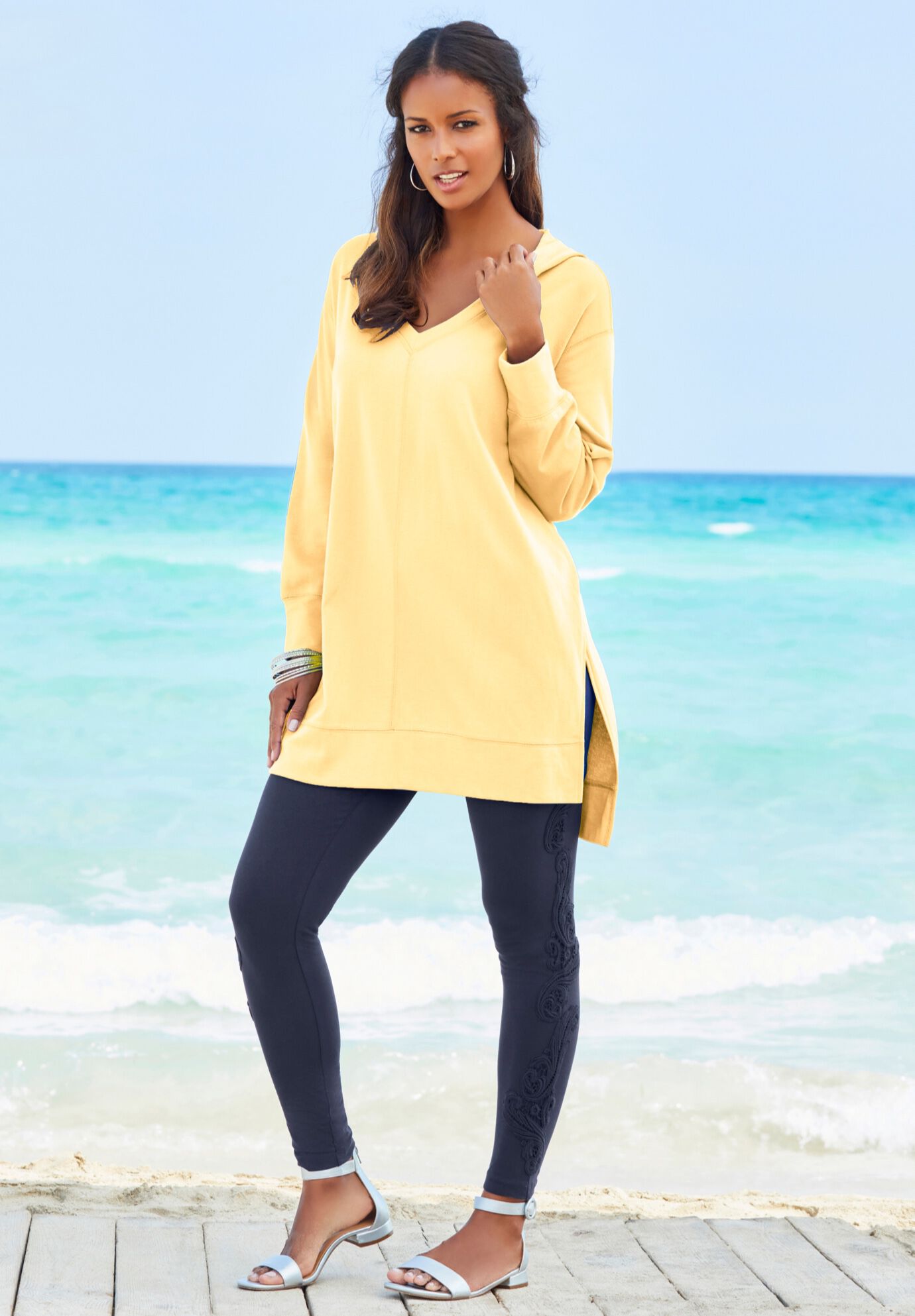 French Terry Tunic Hoodie, , alternate image number 5