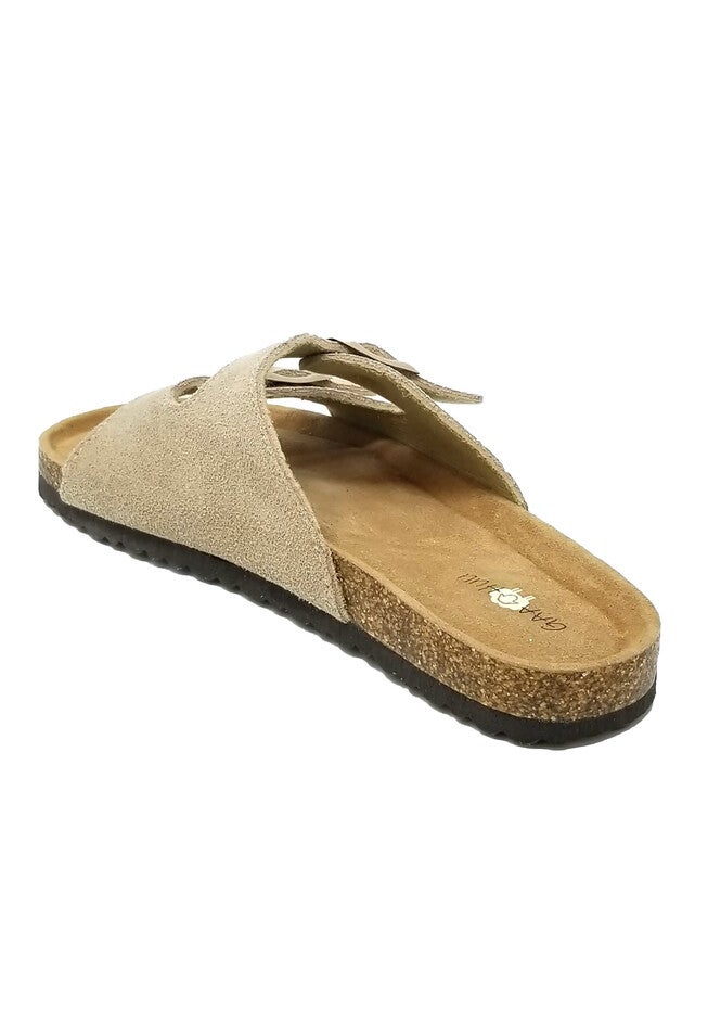 Suede Leather 2 Strap Footbed Sandal, , on-hover image number 1