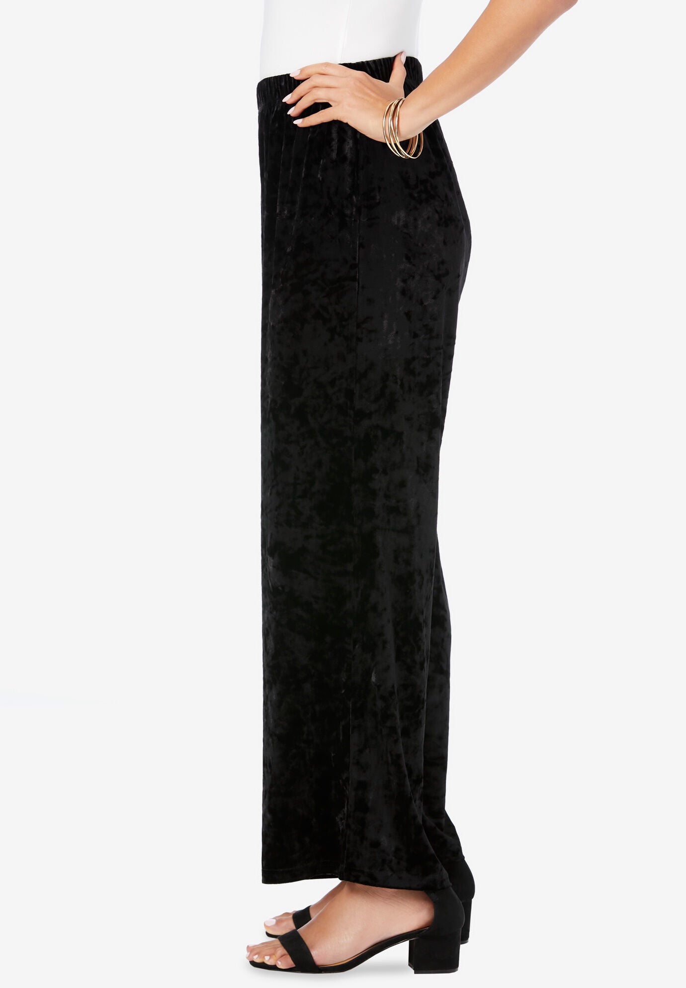 Wide-Leg Crushed Velour Pant, , alternate image number 2