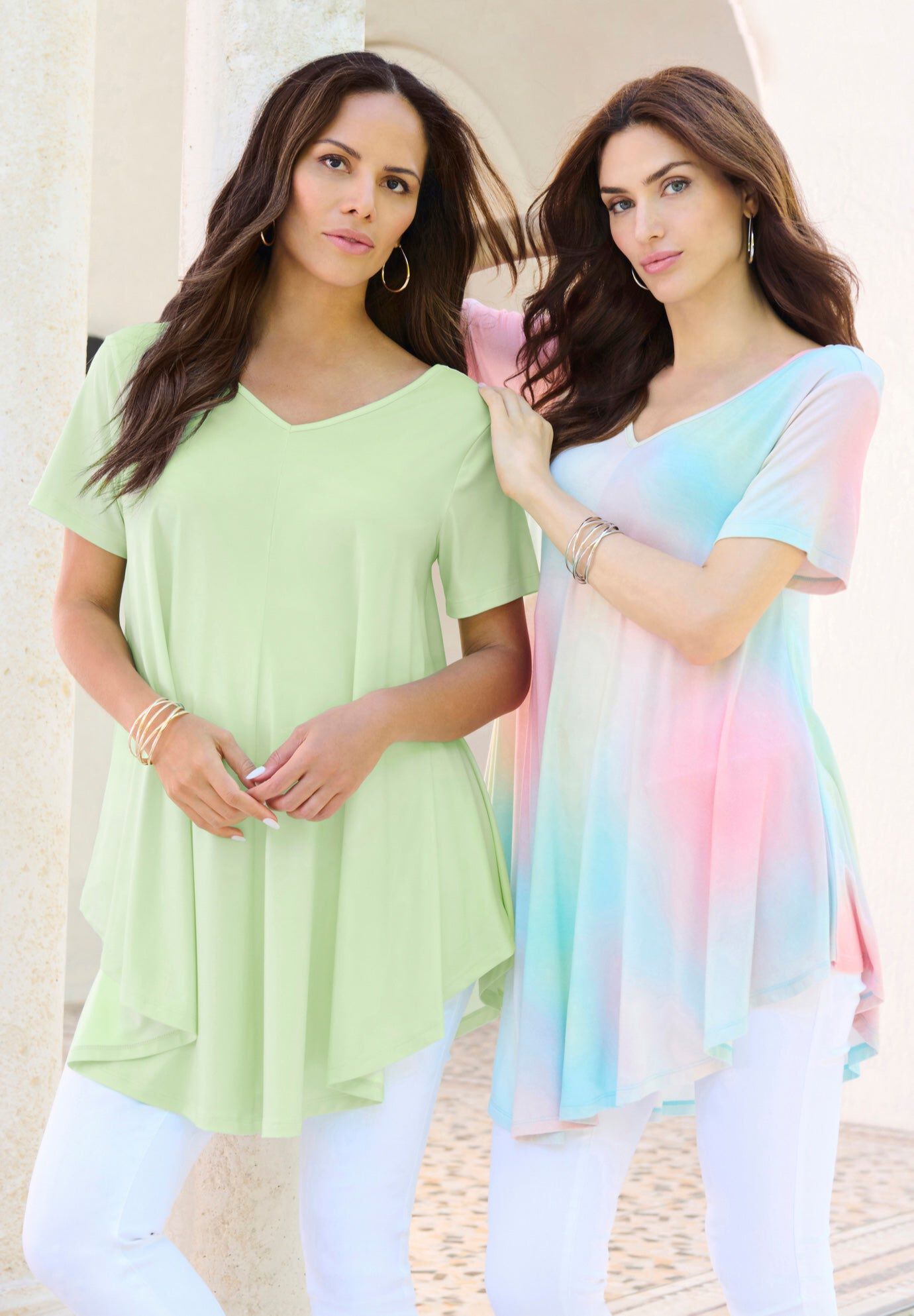 Plus Size Ultra Drape V-Neck Swing Tunic Top